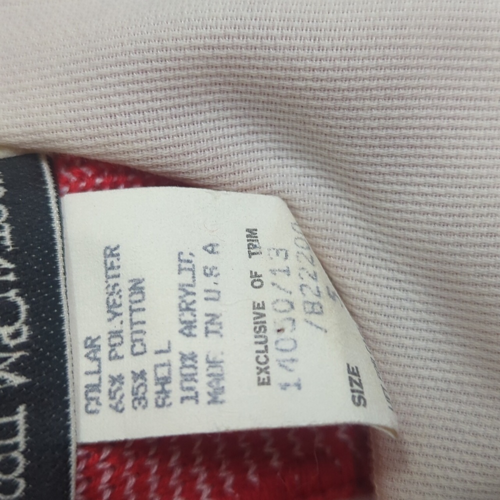 🌸Vintage Scott McClintock 1980s Red White Pullover Sweater Bibbed Collar Small - Picture 10 of 10
